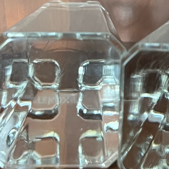 Two Lenox Germany Avalon Crystal Candlestick Holders Tower Paperweights 5.5 Rare - Picture 5 of 5